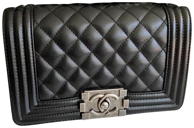 Chanel Boy Small Black Caviar Leather Mini Cross Body Bag 