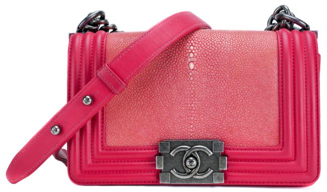 Chanel Boy Hot Small Pink Stingray Cross Body Bag 