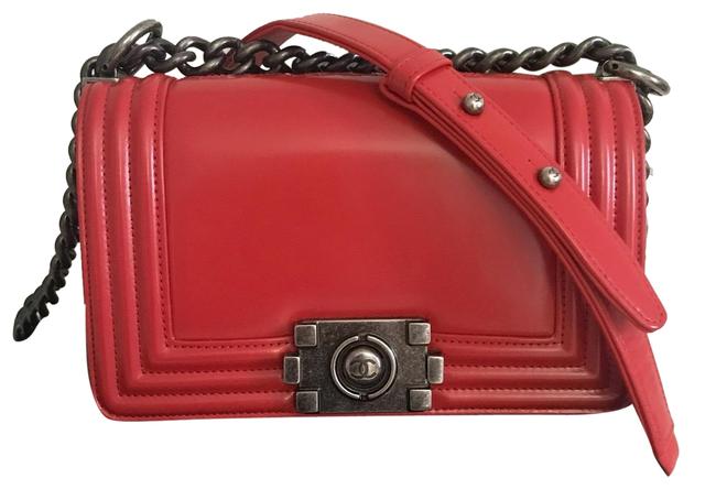 Chanel Boy Small Red Leather Cross Body Bag 