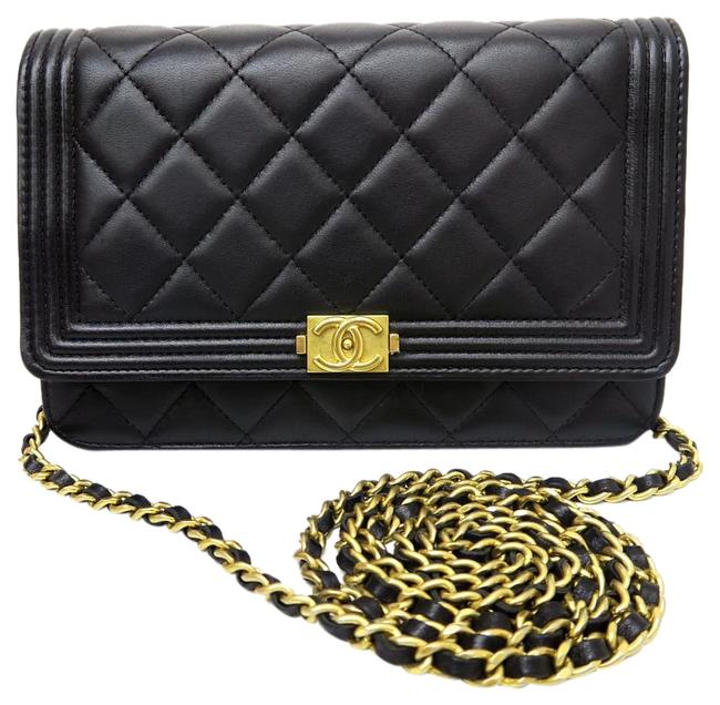 Chanel Boy Wallet on Chain Black Lambskin Cross Body Bag 
