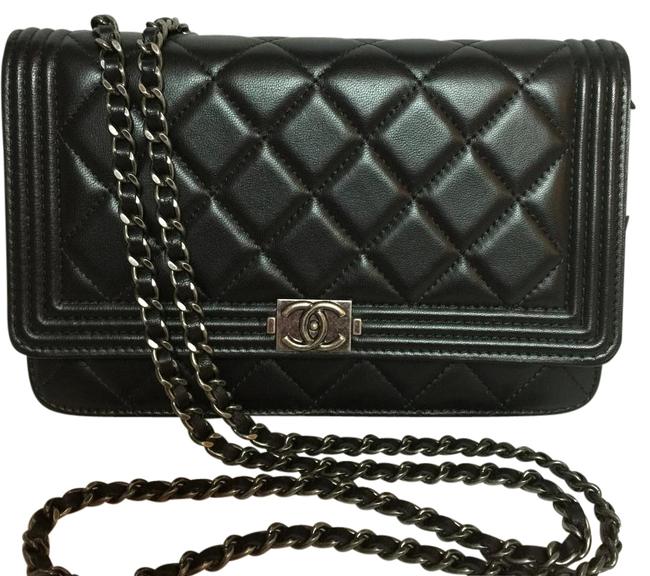 Chanel Boy Woc Gunmetal Hardware Black Lambskin Cross Body Bag 