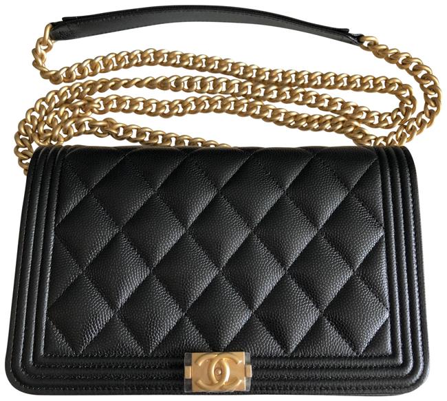 Chanel Boy Wallet on Chain Mini Woc Black Caviar Leather Cross Body Bag 