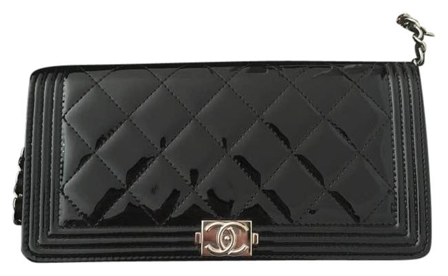 Chanel Boy Wallet on Chain New Woc Black Patent Cross Body Bag 