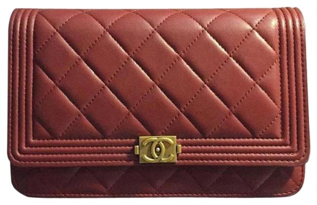 Chanel Boy Woc Burgandy Lambskin Cross Body Bag 