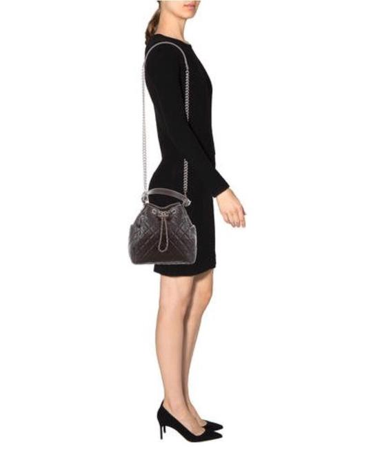 Chanel Drawstring Bucket Quilted Chain Black Lambskin Leather Cross Body Bag 