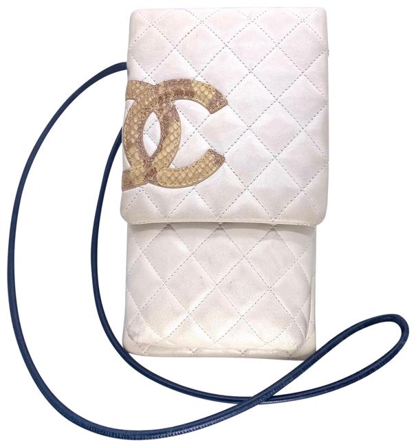 Chanel Cambon Python White Leather Cross Body Bag 