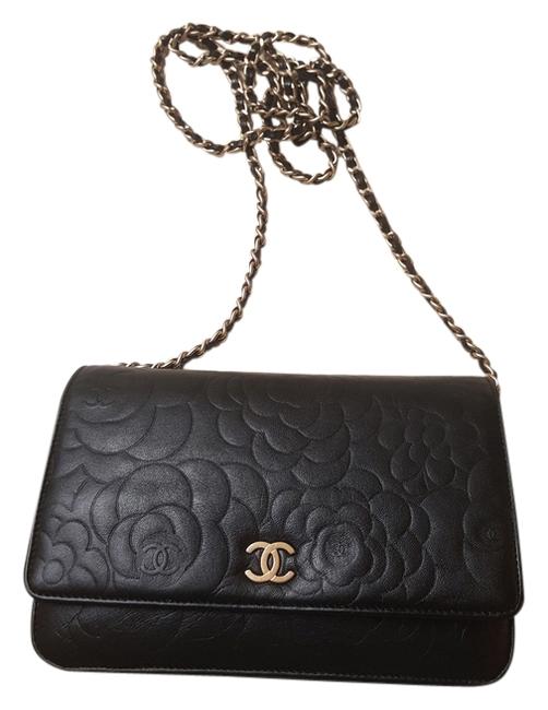 Chanel Camellia Woc Black Lambskin Cross Body Bag 