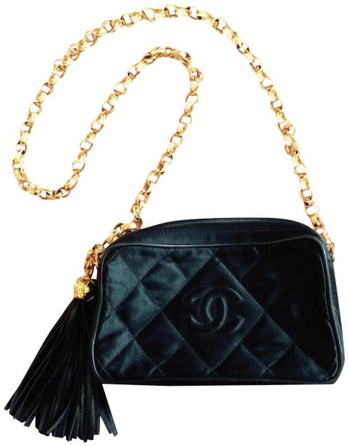 Chanel Camera Black Satin with Leather Interior Cross Body Bag 