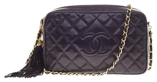 Chanel Camera Diamond Quilted Soft Black Leather Cross Body Bag 