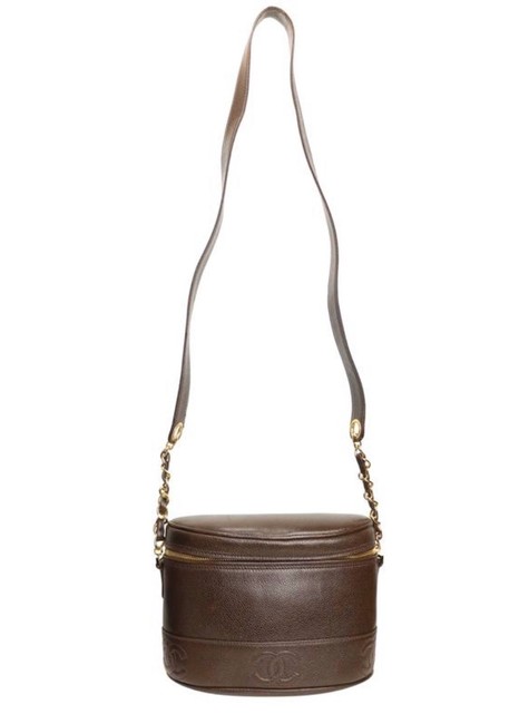 Chanel Camera Leather Brown Caviar Cross Body Bag 