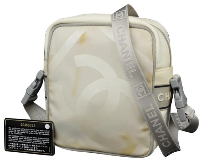 Chanel Messenger Camera 224109 White X Grey Canvas Cross Body Bag 