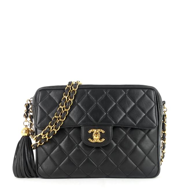 Chanel Camera Vintage Cc Black Lambskin Leather Cross Body Bag 