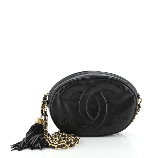Chanel Camera Vintage Cc Tassel Lambskin Mini Black Leather Cross Body Bag 