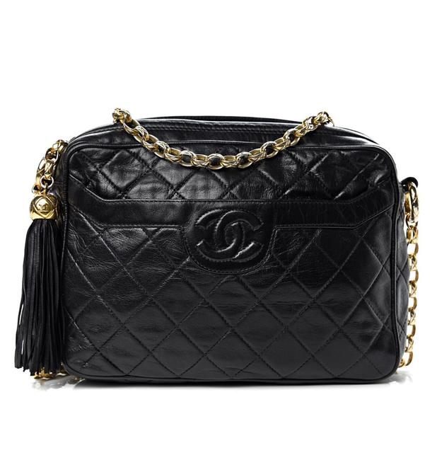 Chanel Camera Vintage Lambskin Quilted Bijoux Black Cross Body Bag 