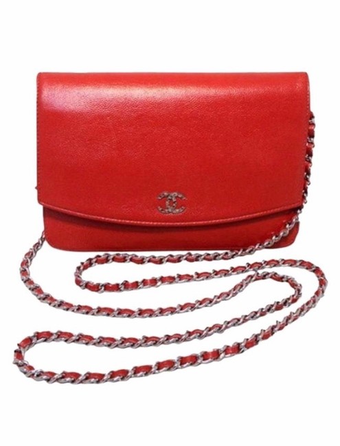 Chanel Caviar Chain Red Leather Cross Body Bag 