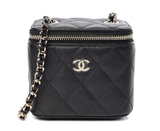 Chanel Caviar Mini Vanity Black Calfskin Leather Cross Body Bag 