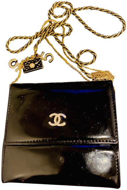 Chanel Cc Logo Enamel Logo Black Patent Leather Cross Body Bag 