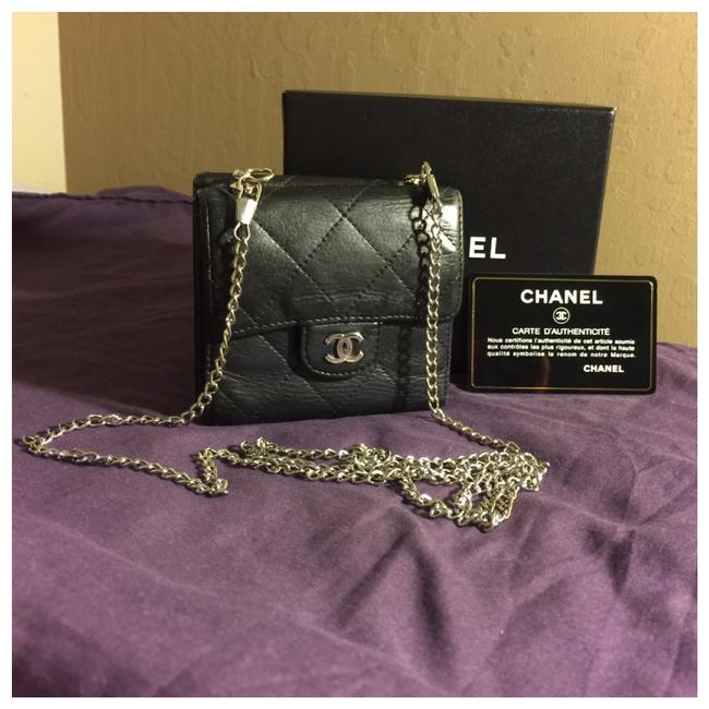 Chanel Cc Matelasse Trifold Compact Mini Wallet Handbag Black Cross Body Bag 