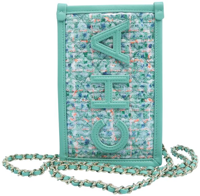 Chanel Cc Phone Holder Green Pvc Cross Body Bag 