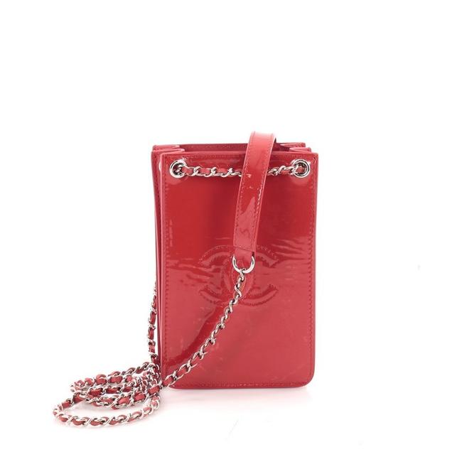 Chanel Cc Phone Holder Red Patent Cross Body Bag 