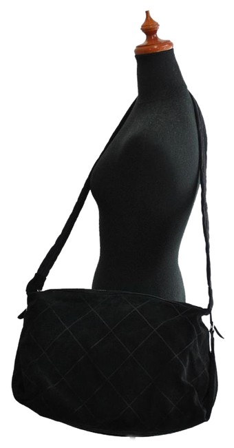 Chanel Cc Quilted Suede Black Cross Body Bag 