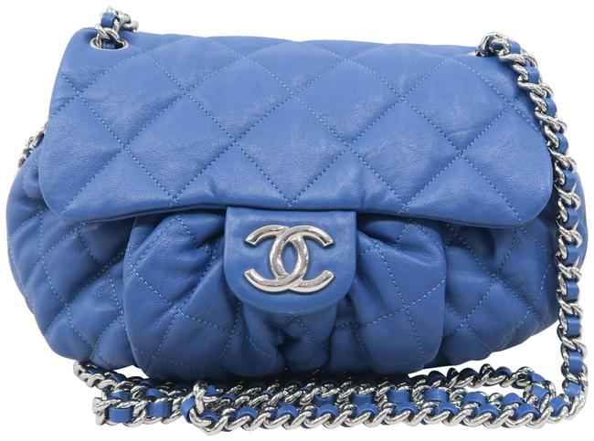 Chanel Chain Around Medium Leather Cornflowerblue Calfskin Cross Body Bag 