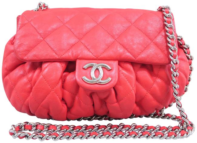 Chanel Chain Around Medium Red Calfskin Cross Body Bag 