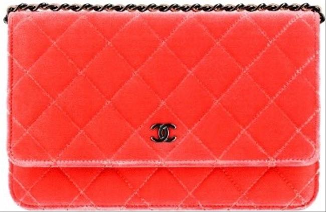 Chanel Chain Collection Red Velvet Cross Body Bag 