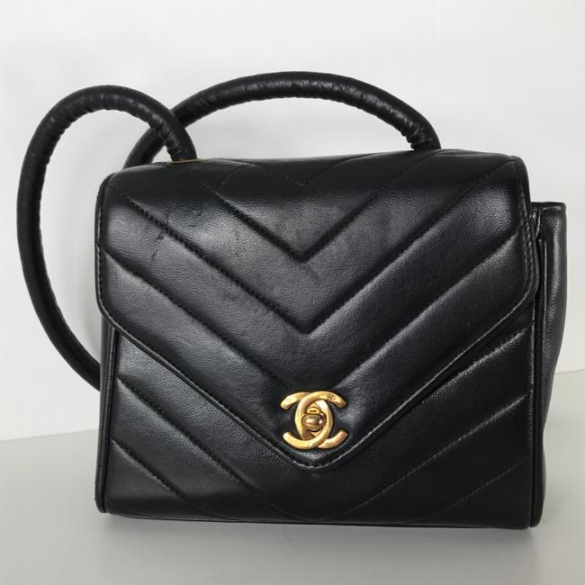 Chanel Chevron Black Cross Body Bag 