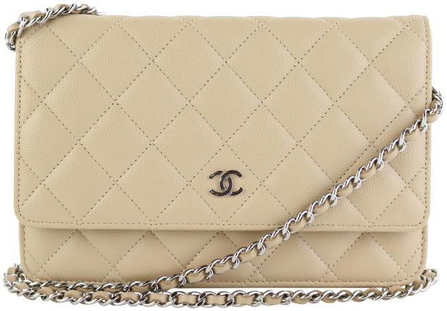 Chanel Chevron Woc Beige Caviar Cross Body Bag 