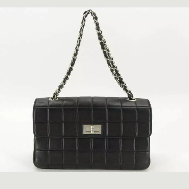 Chanel Chocolate Black Lambskin Leather Cross Body Bag 