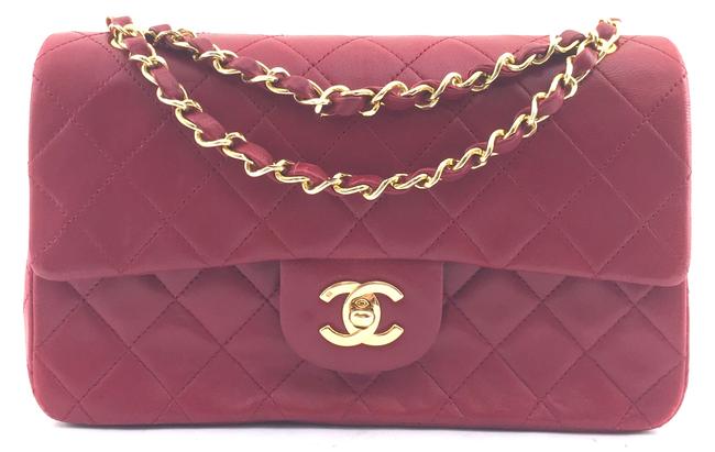 Chanel Classic Double Flap #16110 Red Leather Cross Body Bag 