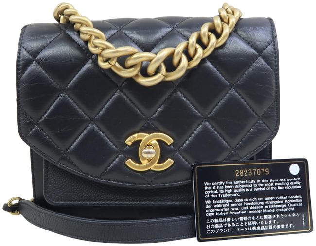 Chanel Classic Flap 2019 Black Calfskin Leather Cross Body Bag 