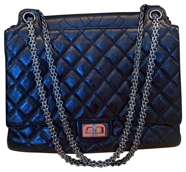 Chanel Classic Flap 255 Reissue Accordion Black Leather Cross Body Bag 