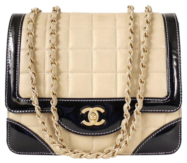 Chanel Classic Flap Bicolor Calfskin Classic Black Leather Cross Body Bag 