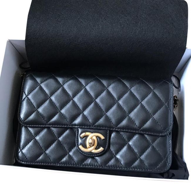 Chanel Classic Flap Black Lamb Skin Cross Body Bag 