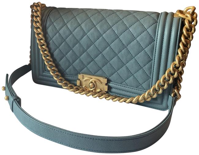 Chanel Classic Flap Blue Lambskin Leather Cross Body Bag 