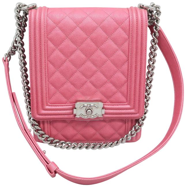 Chanel Classic Flap Boy 2019 North South Pink Caviar Cross Body Bag 