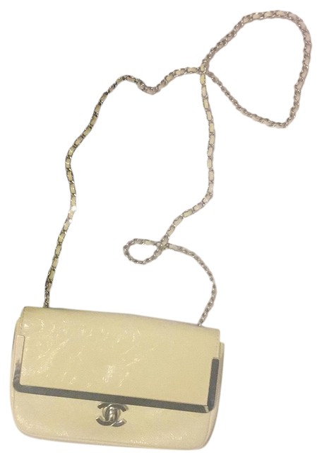 Chanel Classic Framed Flap Ivory Patent Leather Cross Body Bag 