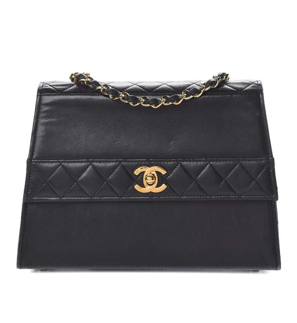Chanel Classic Flap Lambskin Quilted Cc Black Cross Body Bag 