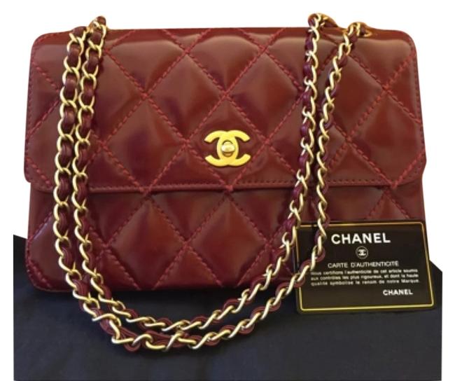 Chanel Classic Flap Medium Gold Hardware Burgundy Red Cross Body Bag 