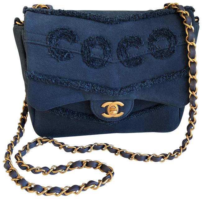 Chanel Classic Flap Mini 2020 Navy Blue Denim Cross Body Bag 