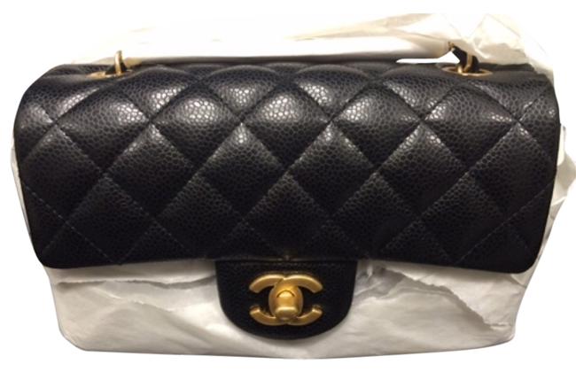 Chanel Classic Flap Mini Black Caviar Leather Cross Body Bag 