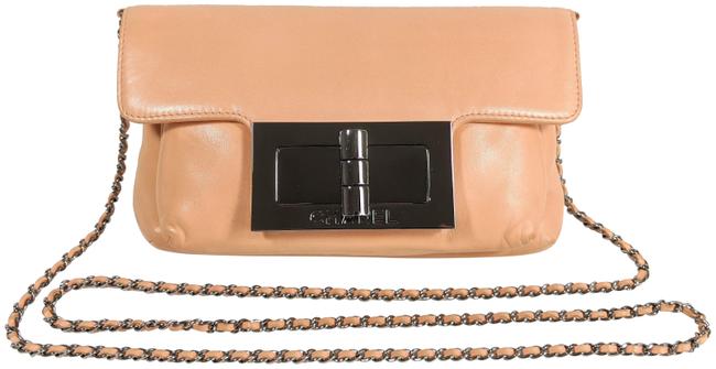 Chanel Classic Flap Mini Peach Leather Cross Body Bag 
