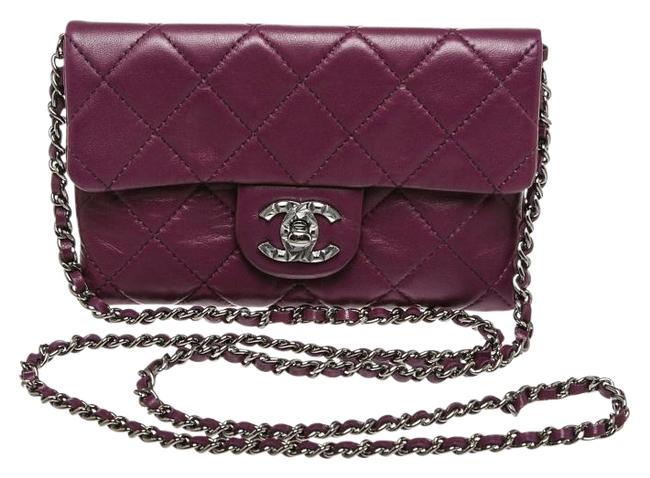 Chanel Classic Flap Mini Plum Lambskin Cross Body Bag 