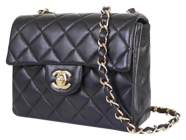 Chanel Classic Flap Shoulder Mini Black Lambskin Cross Body Bag 