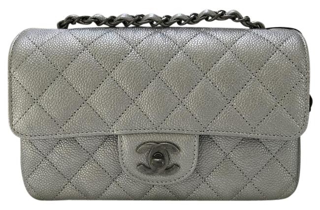 Chanel Classic Flap Mini Sliver Caviar Cross Body Bag 