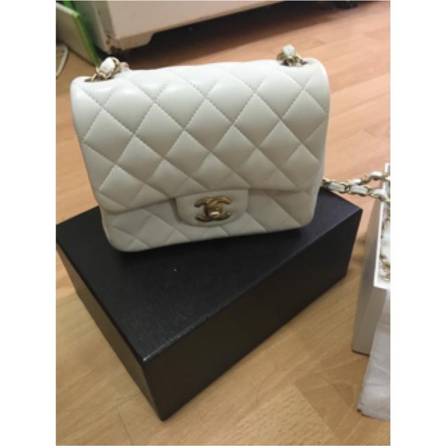 Chanel Classic Flap Mini White Lamb Skin Cross Body Bag 