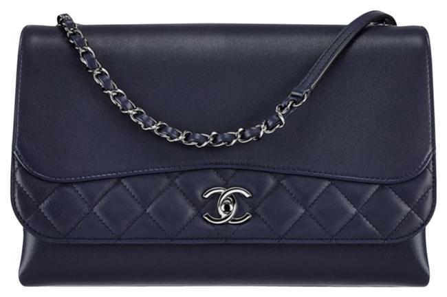 Chanel Classic Flap Navy Blue Calfskin Cross Body Bag 