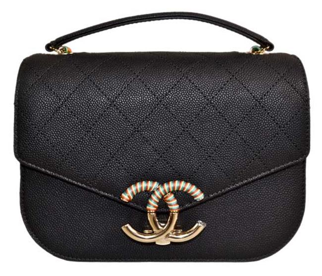 Chanel Classic Flap Quilted Black Grained Calfskin Cross Body Bag 